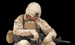 soldier, thoughtful, exhausted